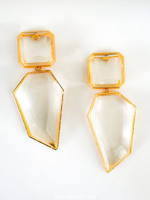 Gold & Clear Statement Earrings