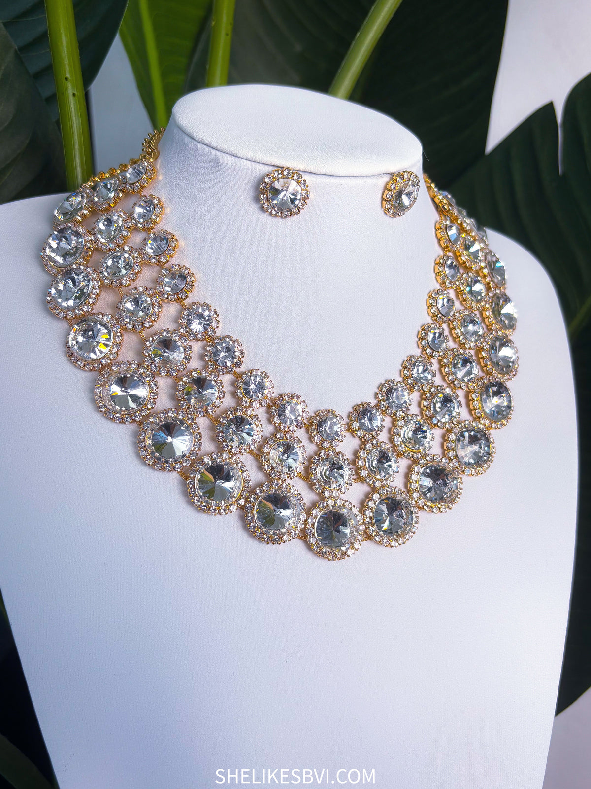 Starry Nights Crystal Gold Necklace Set