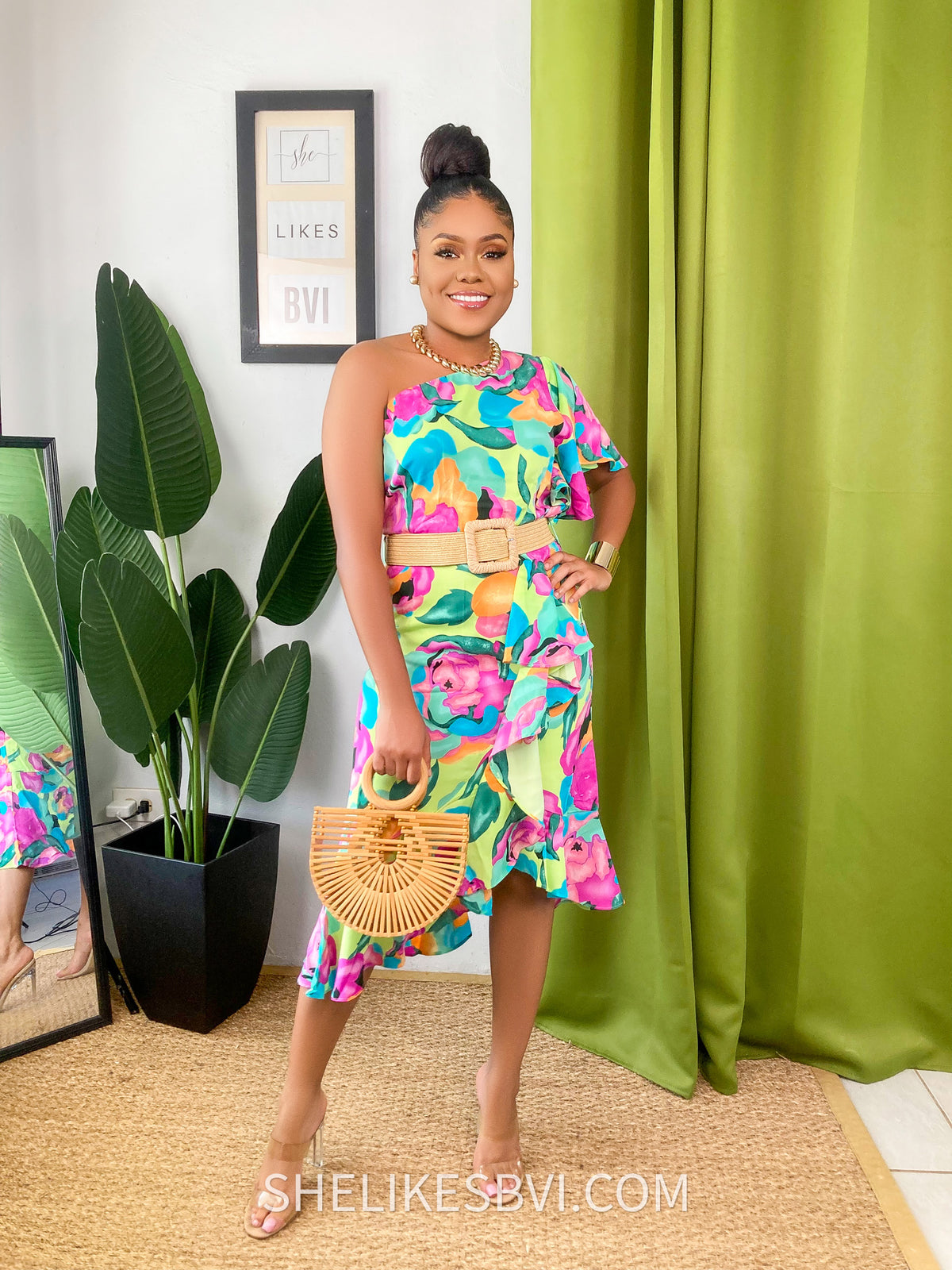 green multi color dress Green Multicolor Floral Puff Sleeve Maxi Dress Filly Flair