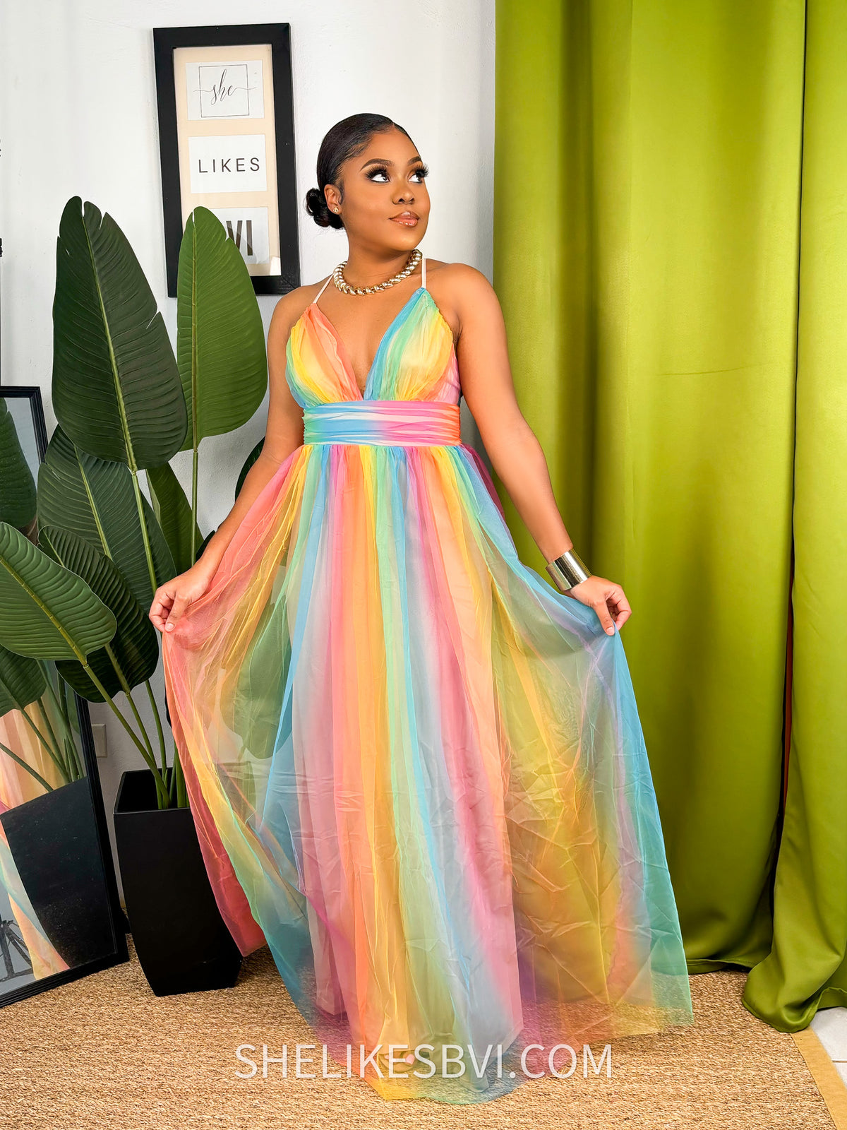 womens rainbow dress Pastel Rainbow Multicolor Tulle Maxi Dress – SheLikesBVI.com
