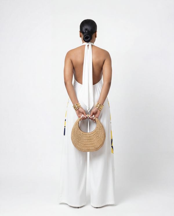 Flower & Flow White Halter Jumpsuit