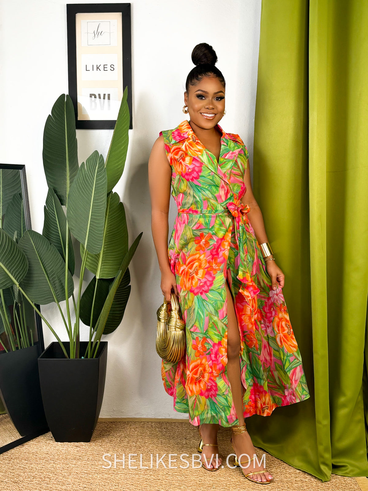 Fuchsia Floral Midi Dress – SheLikesBVI.com Fuchsia Floral Midi Dress – SheLikesBVI.com