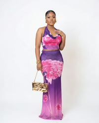 Purple Blossom Maxi Skirt Set