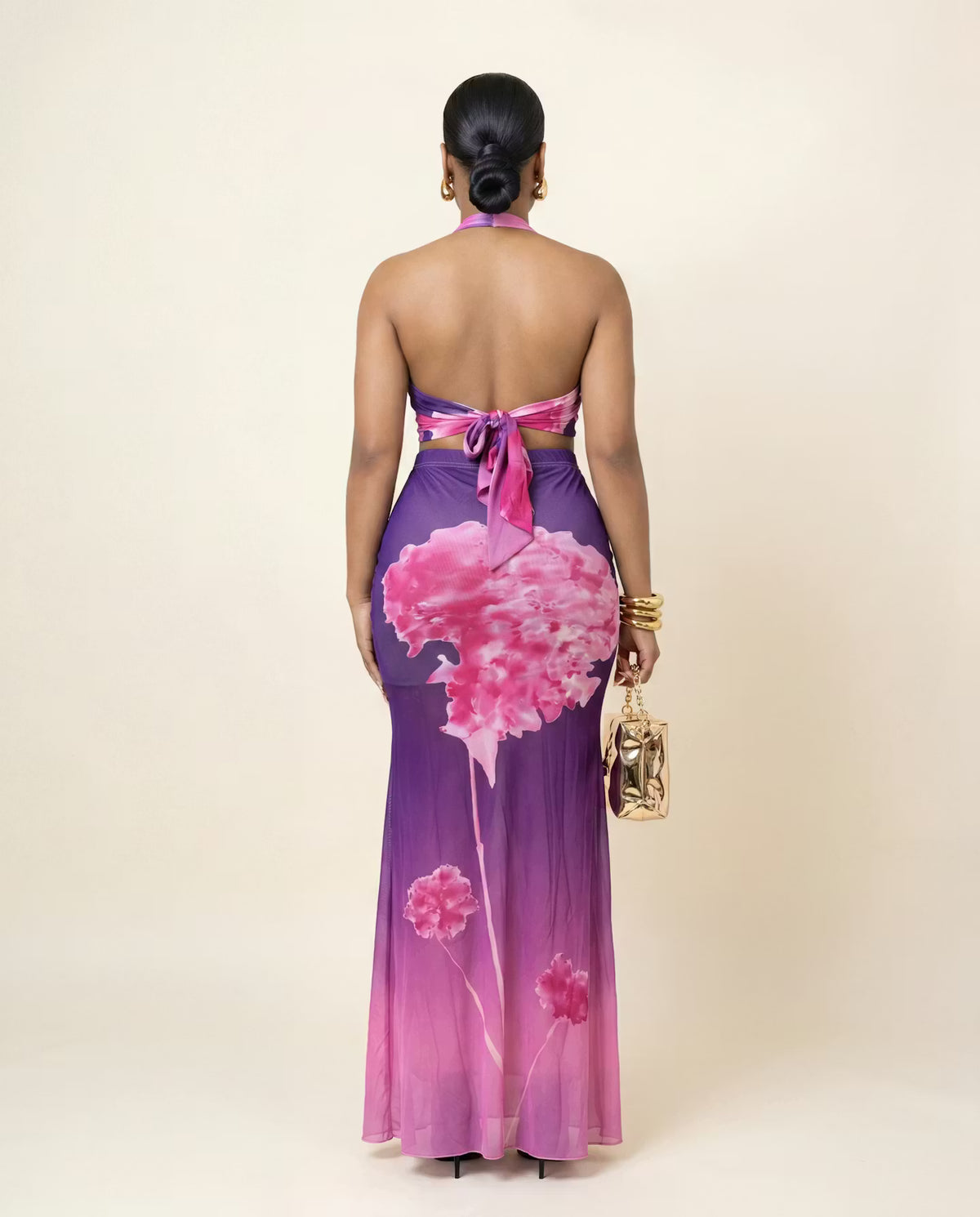 Purple Blossom Maxi Skirt Set