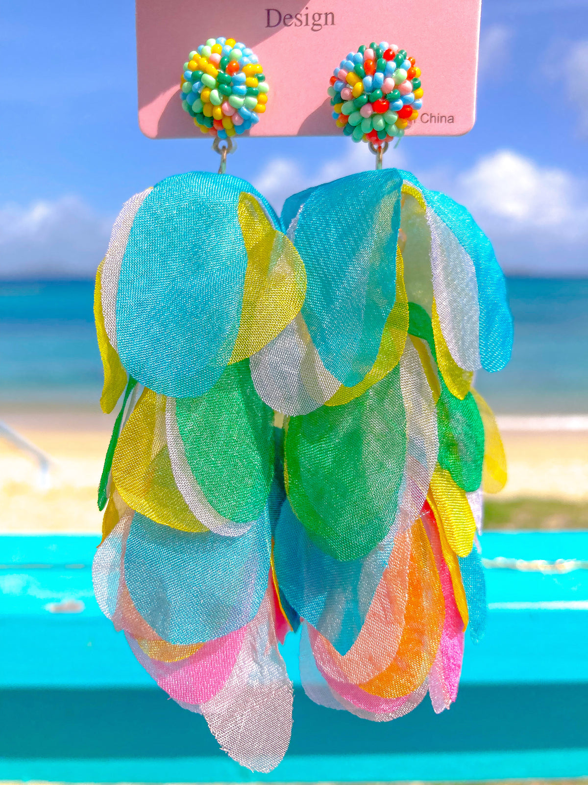 Flying Petals Statement Multicolor Earrings