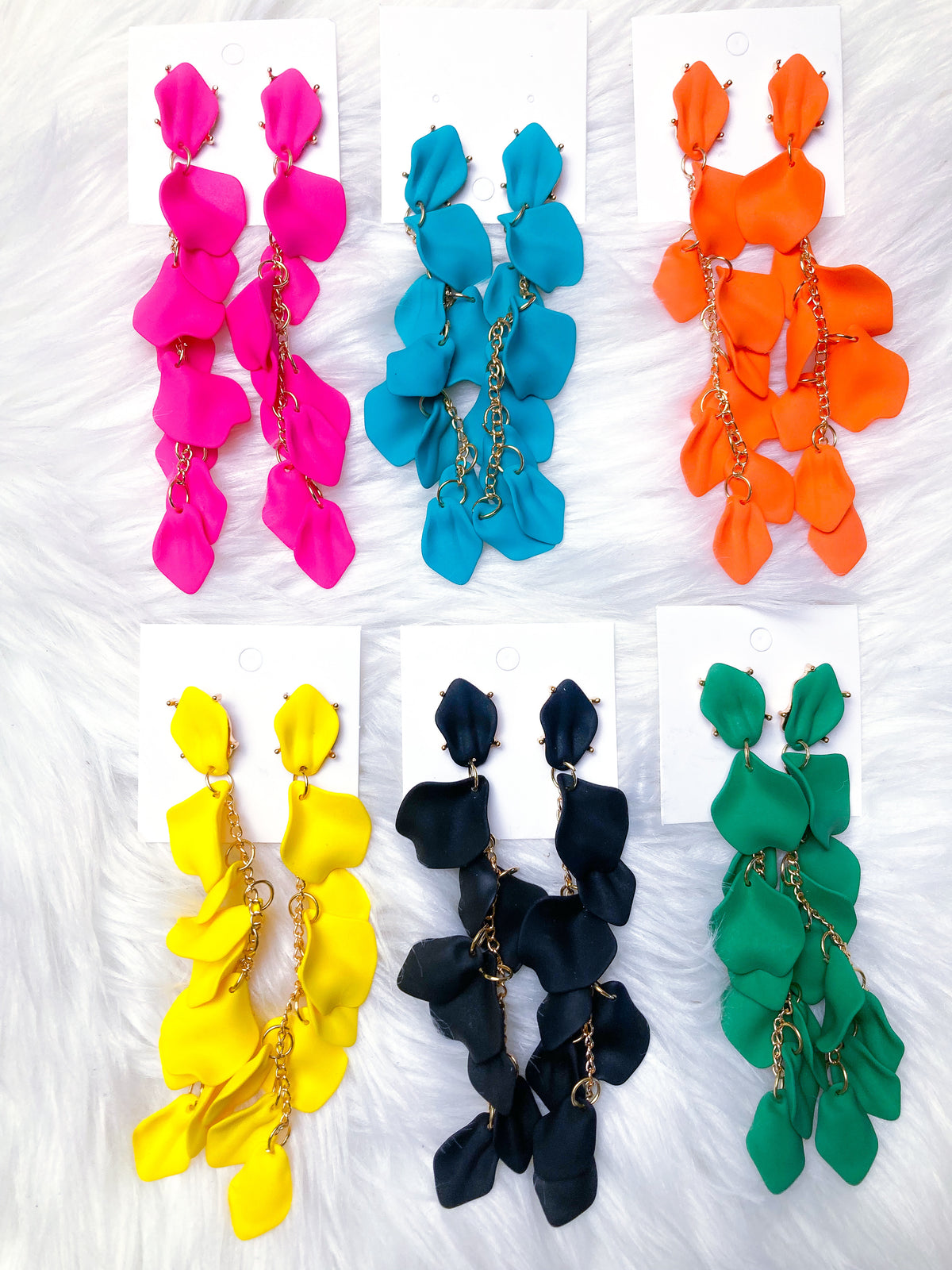 Falling Petal Bold Matte Earrings - 6 Colors