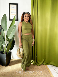 Good Baddie Olive Green Pants Set