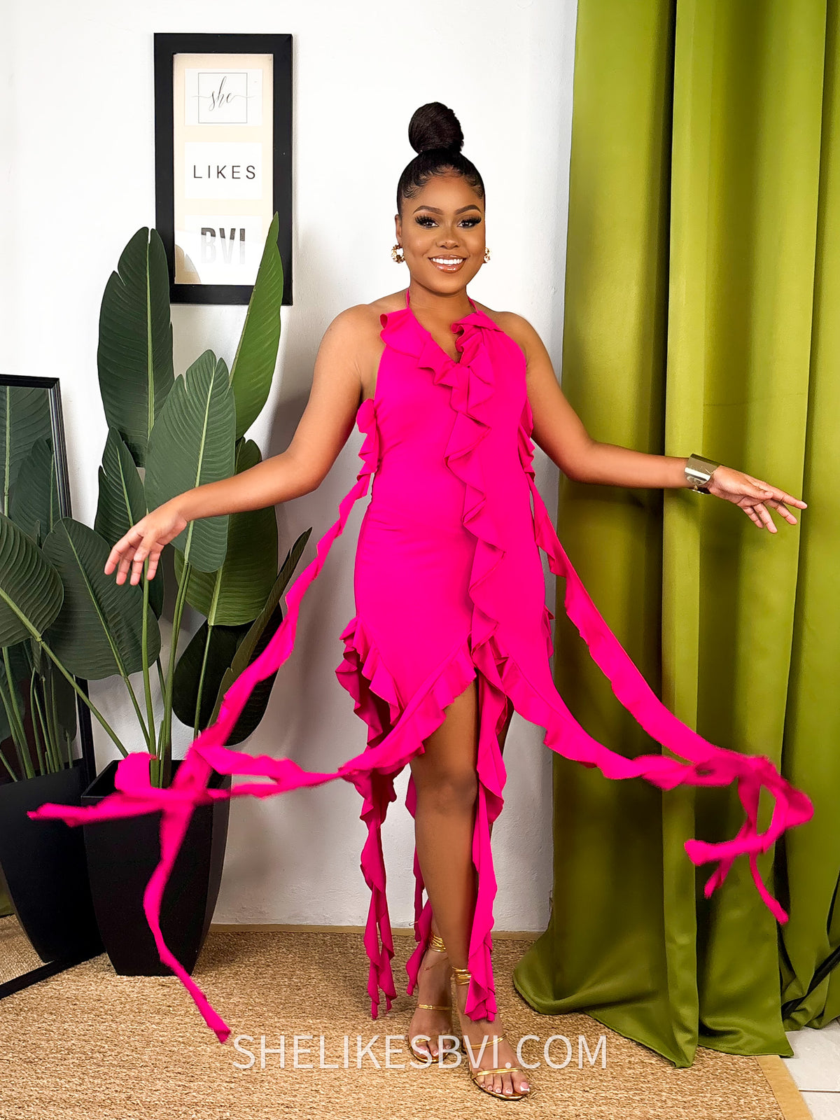 Swing Fuchsia Halter Dress SheLikesBVI.com Swing Fuchsia Halter Dress SheLikesBVI.com