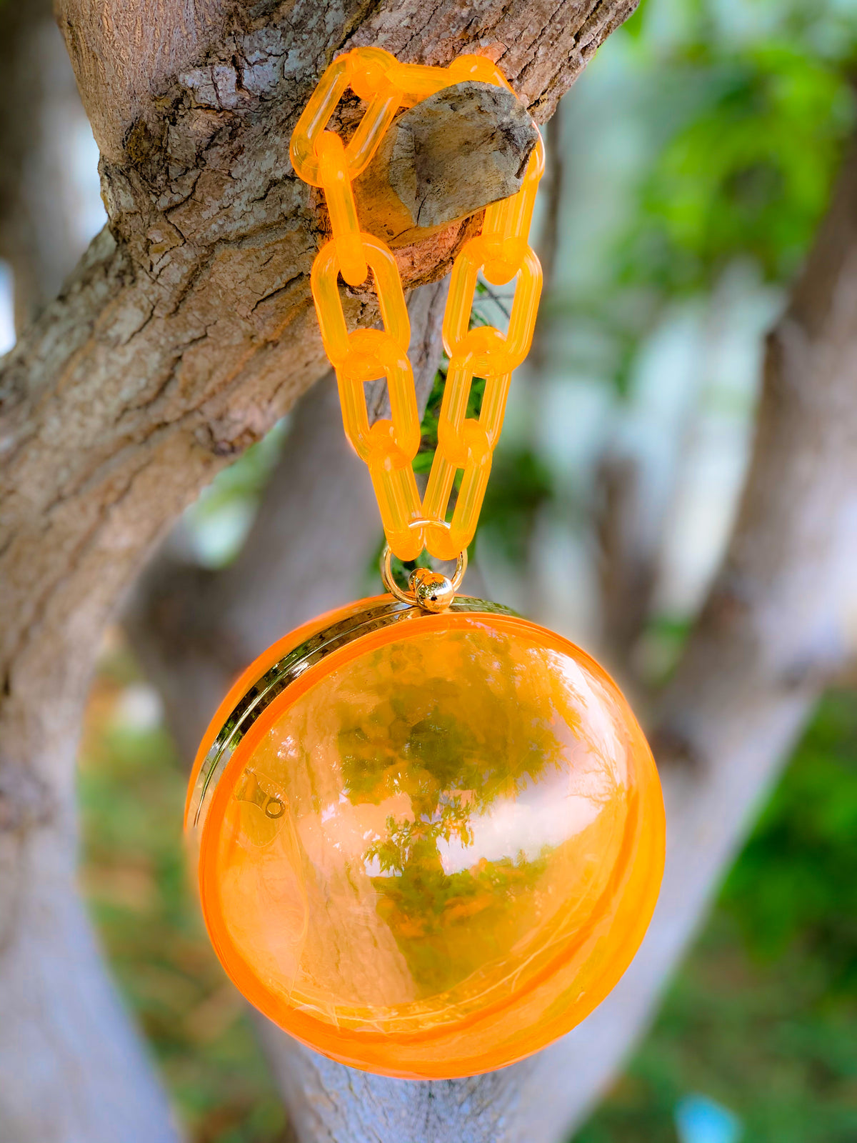 Luxe Orange Translucent Cross-Body Ball Bag
