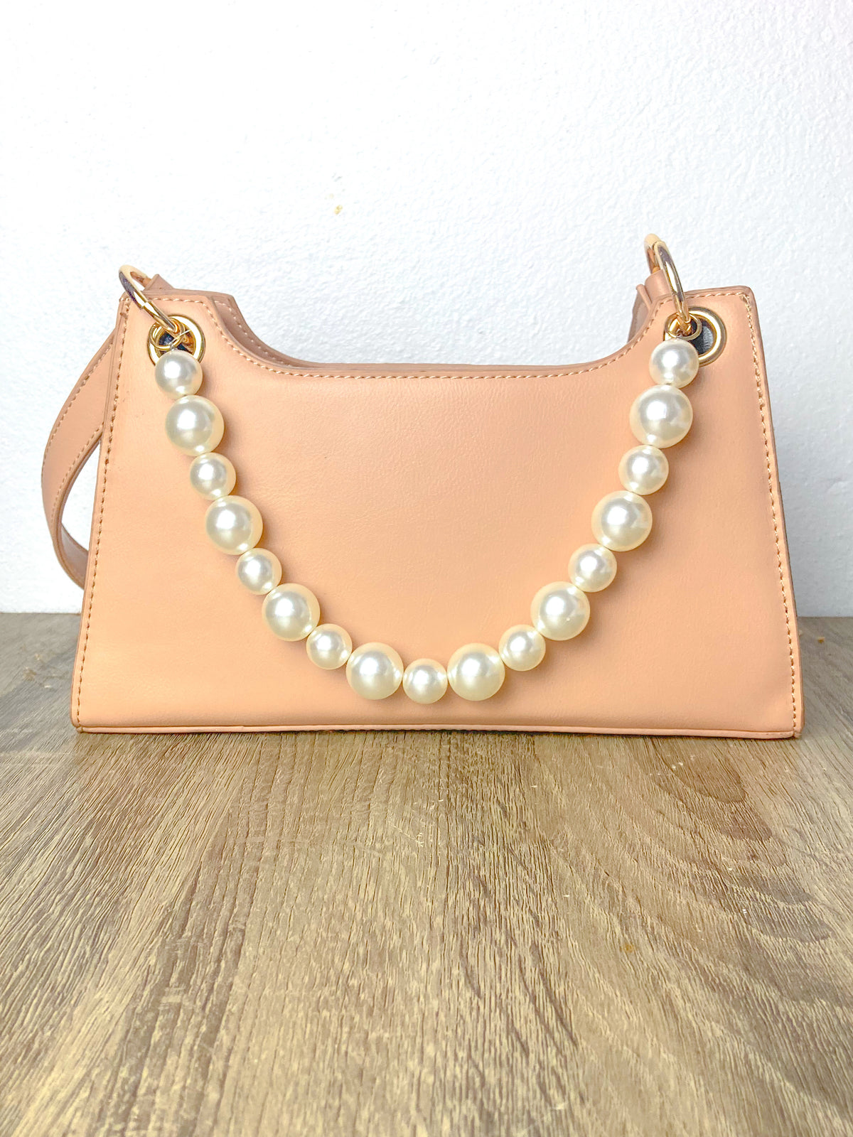 Pearl Handle Nude Handbag
