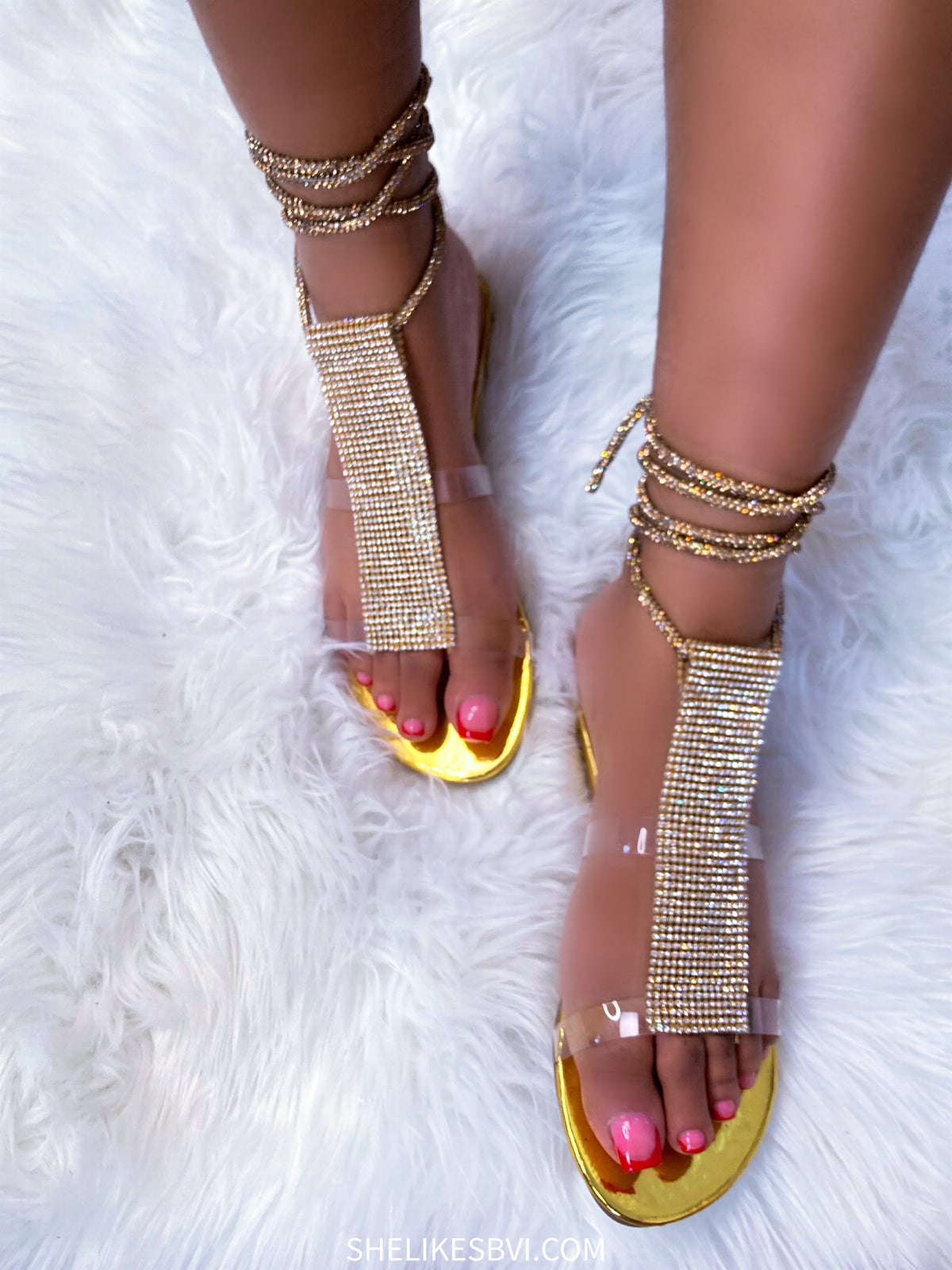 Like A Diamond Lace Up Gold Sandals