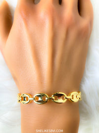 VI Link 18K Gold Plated Cuff Bracelet
