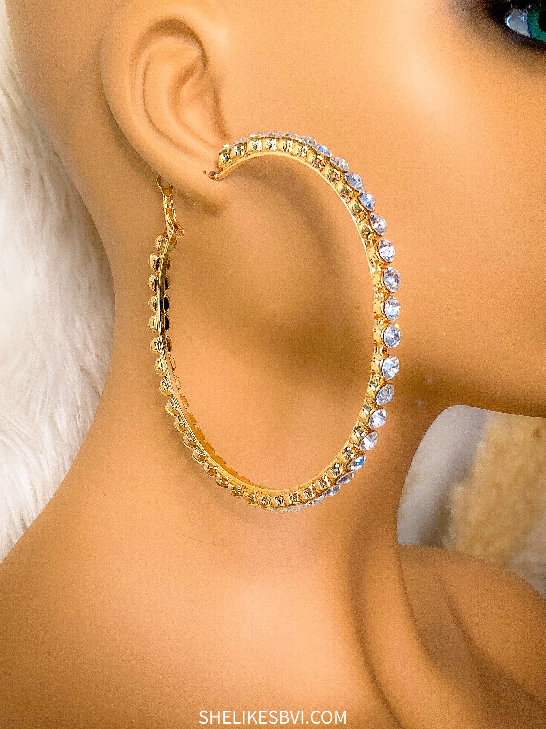 Rose Gold Big Crystal Hoop Earrings – Crystsiva Charms