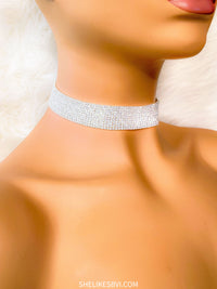 Elegance Rhinestone Silver Choker Necklace