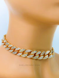 Royal Crystal Link Gold Necklace