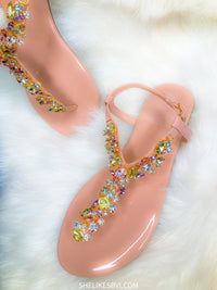 Spring Multicolor Crystal Nude Sandals