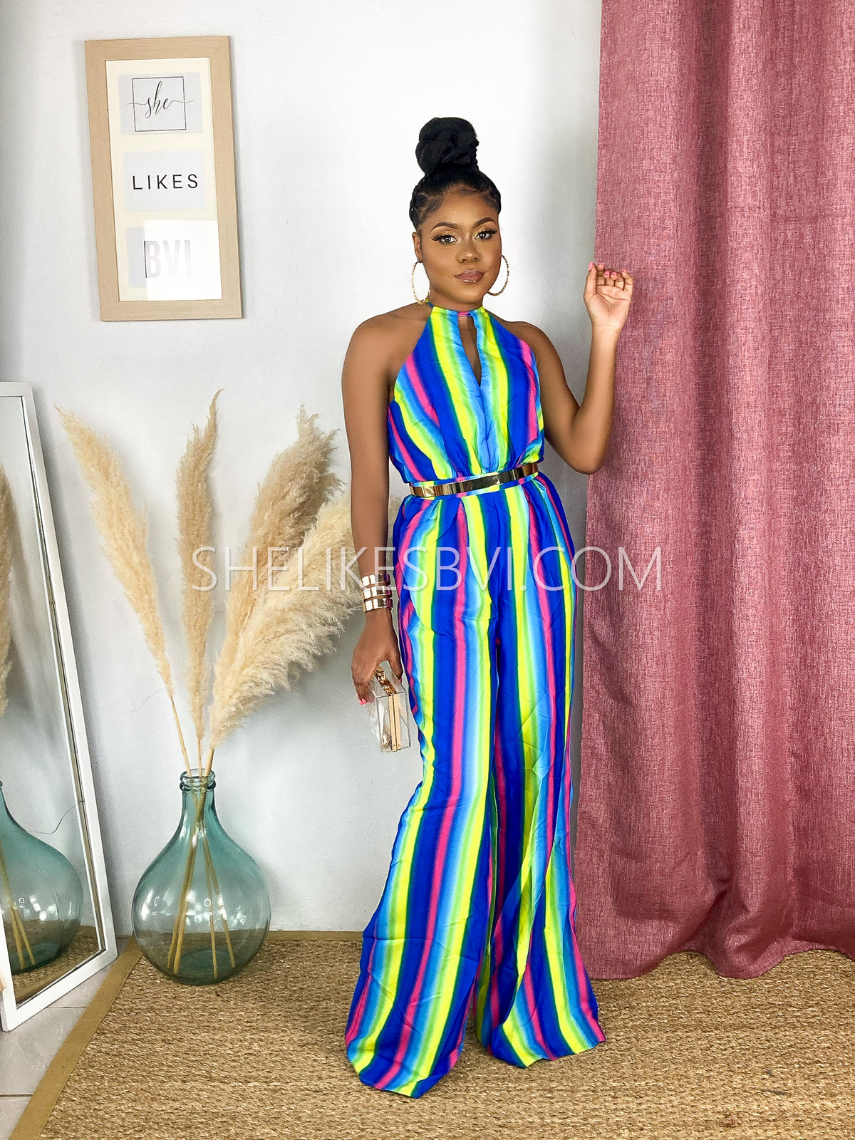 Shelikesbvi Orange Strapless Jumpsuit Ruffle Bardot Jumpsuit