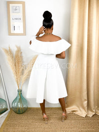 Elevation Off Shoulder White Midi Dress