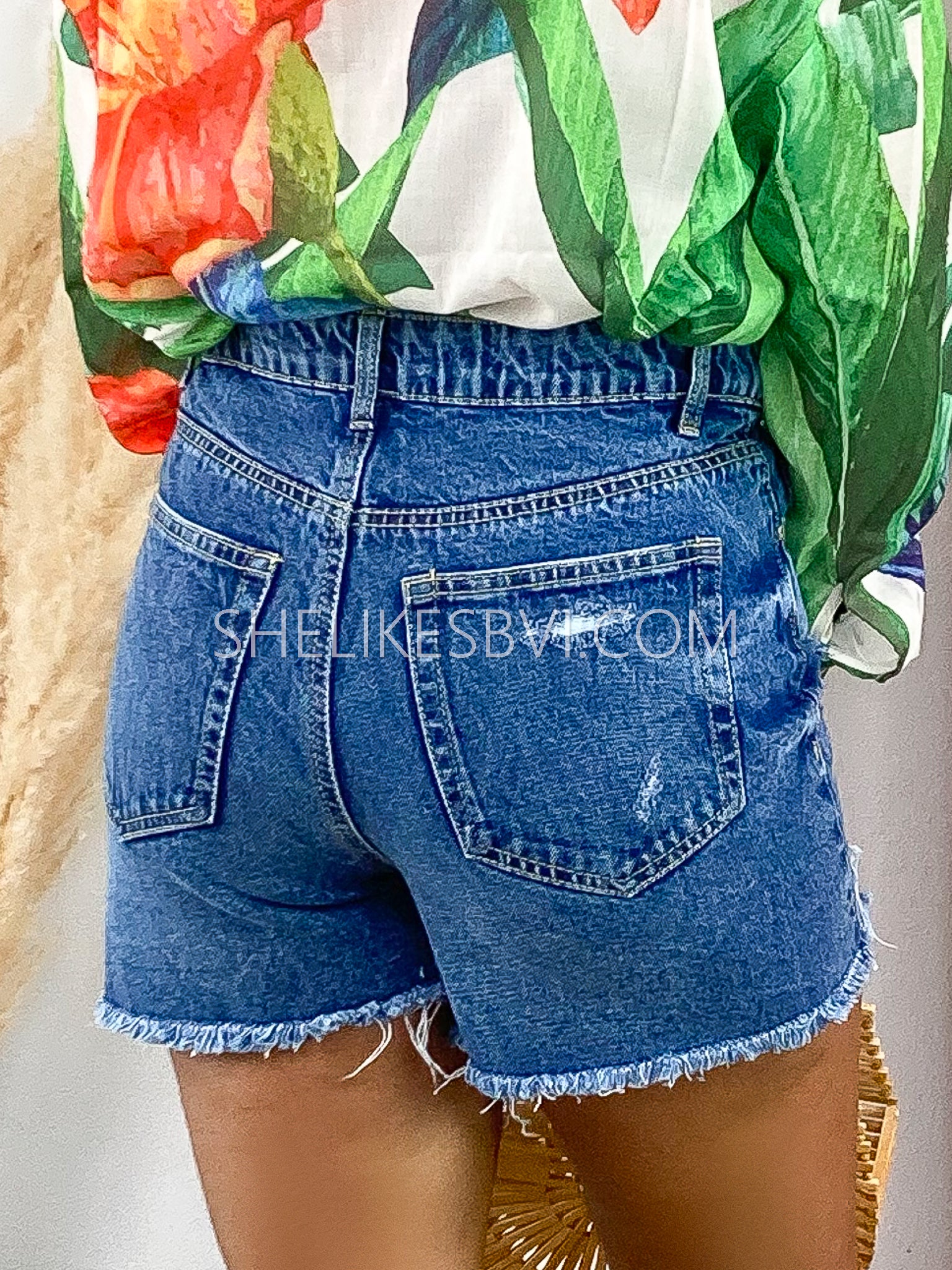 Dark blue ripped sale denim shorts