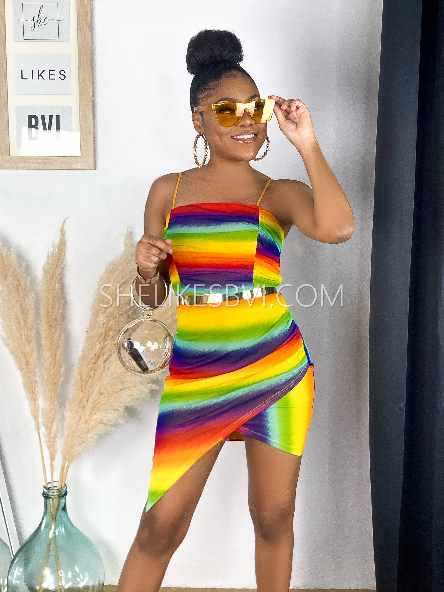 Tasty Yellow Rainbow Asymmetrical Dress SheLikesBVI.com Tasty Yellow Rainbow Asymmetrical Dress SheLikesBVI.com