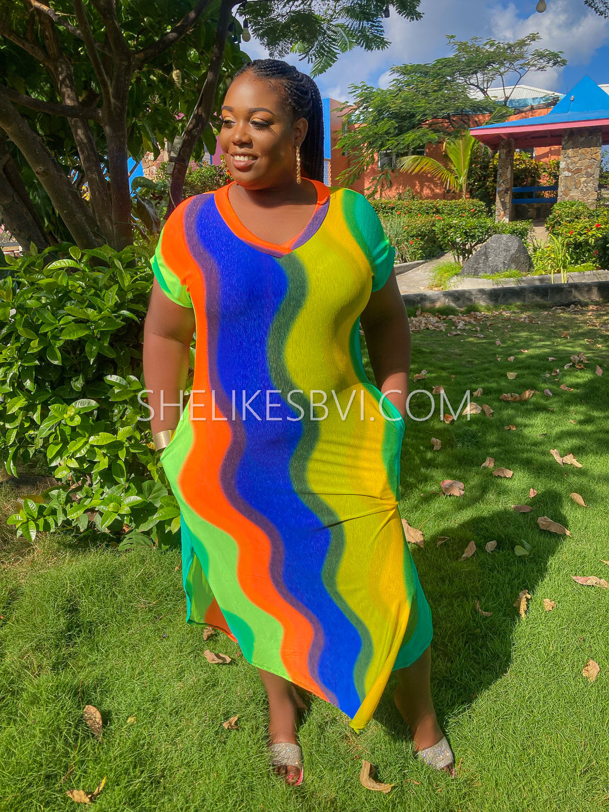multicolor neon dress Neon Fishnet Latin Dress PR-L240042